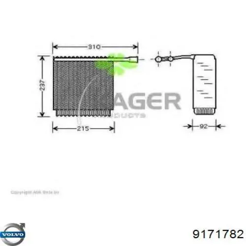 Випаровувач кондиціонера Volvo 9171782 ціна, від 136.32 USD