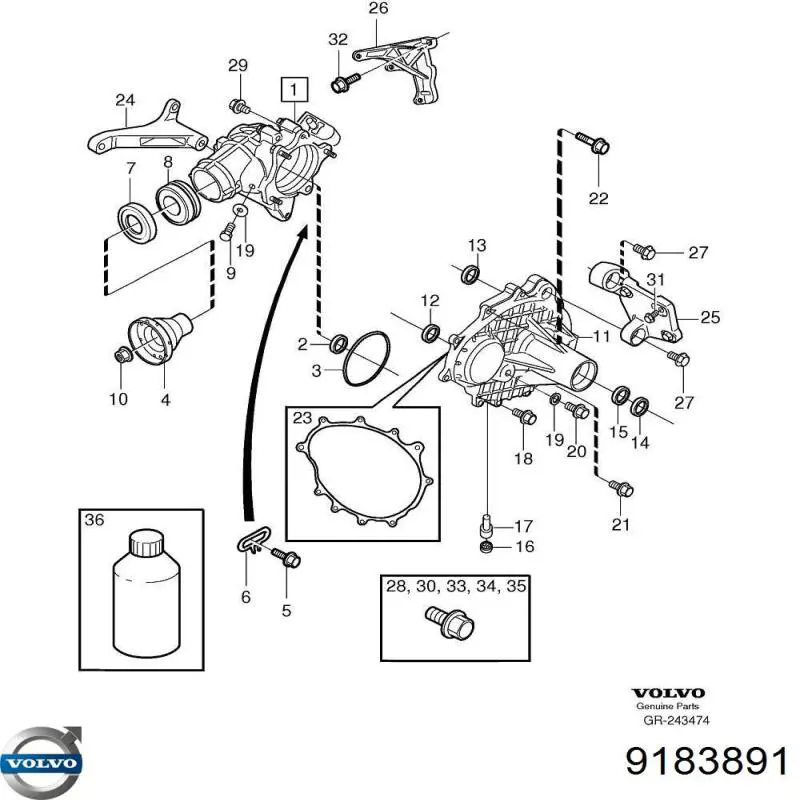 Купити 9183891 Volvo Сальник роздавальної коробки, передній вихідний