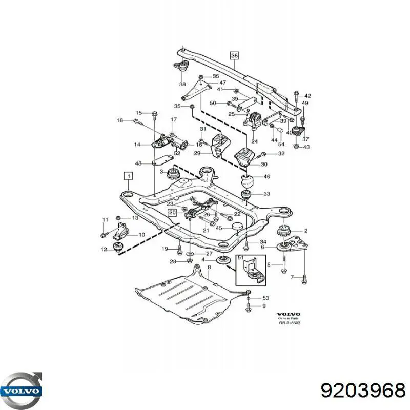 Кронштейн верхнього стабілізатора (розпірки) Volvo 9203968 ціна, від 24.79 USD