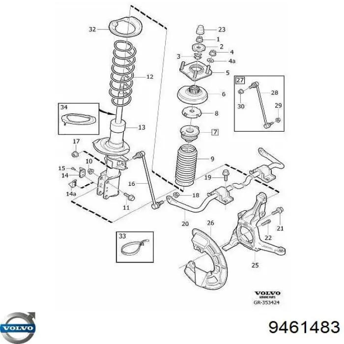 Купити 9461483 Volvo Стабілізатор поперечної стійкості передній