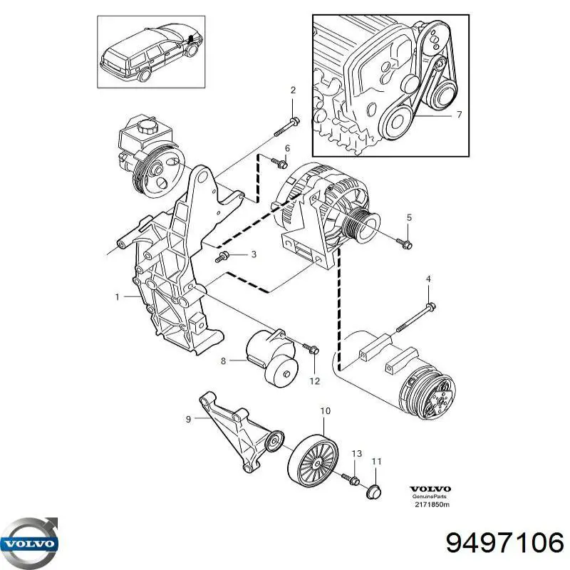 Купити 9497106 Volvo Кронштейн генератора