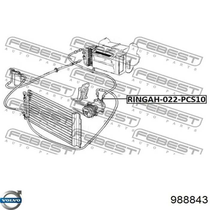 Кільце ущільнювальне трубки кондиціонера 988843 Volvo