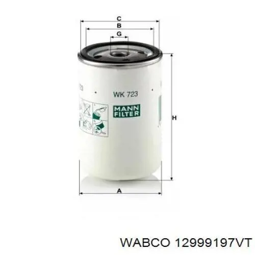 Ремкомплект суппорта гальмівного, переднього Wabco 12999197VT