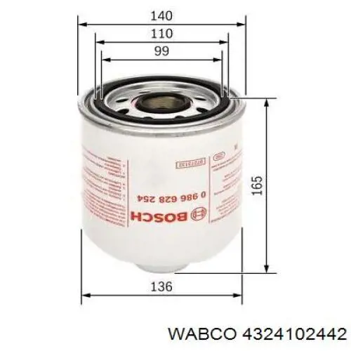 Фільтр осушувача повітря (вологомастиловідділювача) (TRUCK) Wabco 4324102442 ціна, від 22.56 USD