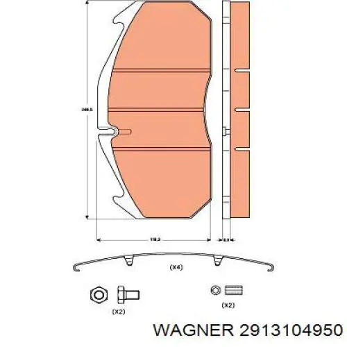 Колодки гальмівні передні, дискові 2913104950 Wagner