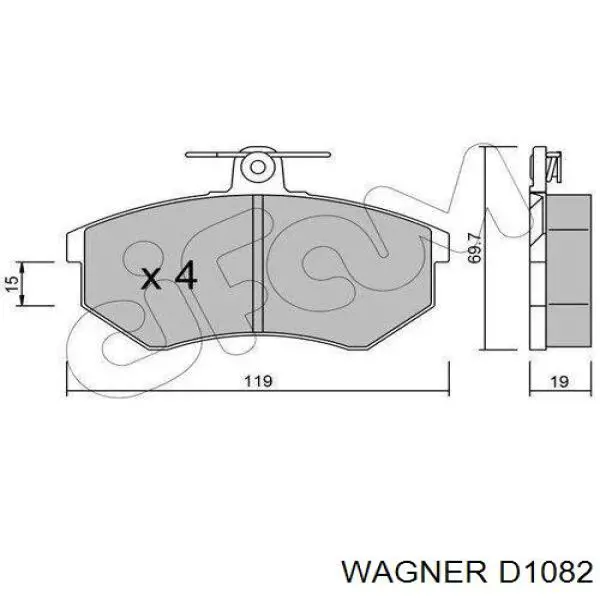 Колодки гальмові задні, дискові D1082 Wagner