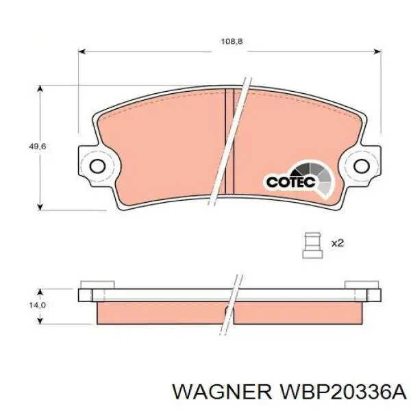 WBP20336A Wagner колодки гальмові задні, дискові