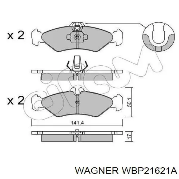 WBP21621A Wagner колодки гальмові задні, дискові