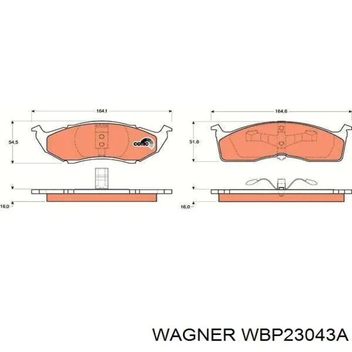 WBP23043A Wagner Передні гальмівні колодки