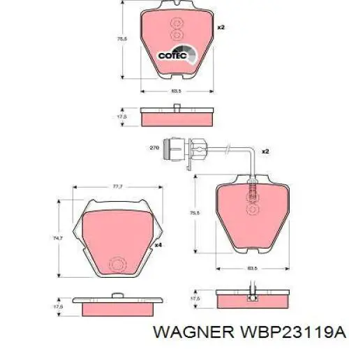 WBP23119A Wagner колодки гальмівні передні, дискові