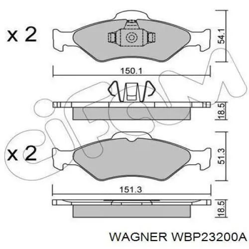 WBP23200A Wagner колодки гальмівні передні, дискові
