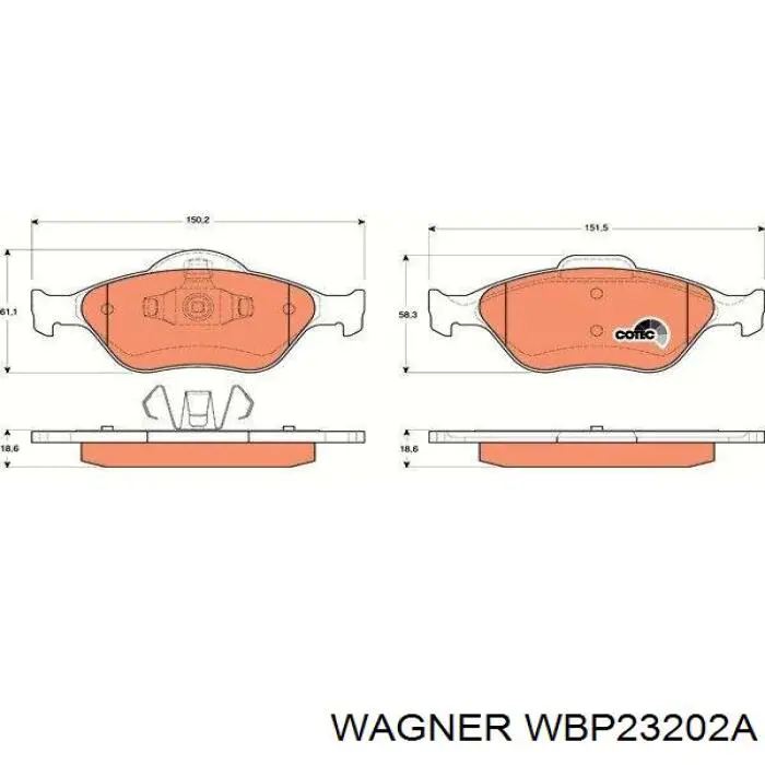 WBP23202A Wagner Передні гальмівні колодки