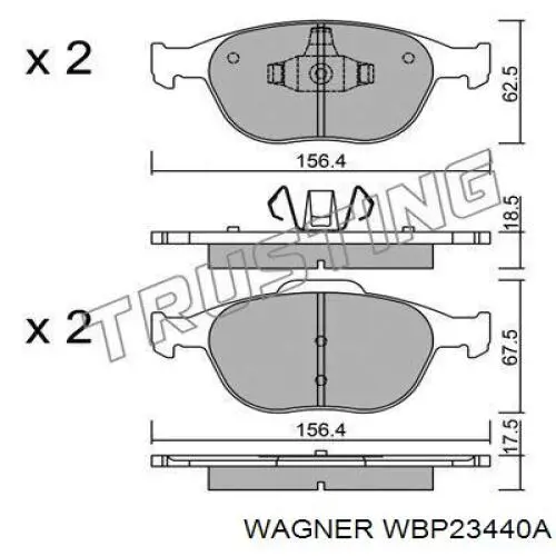 WBP23440A Wagner Передні гальмівні колодки