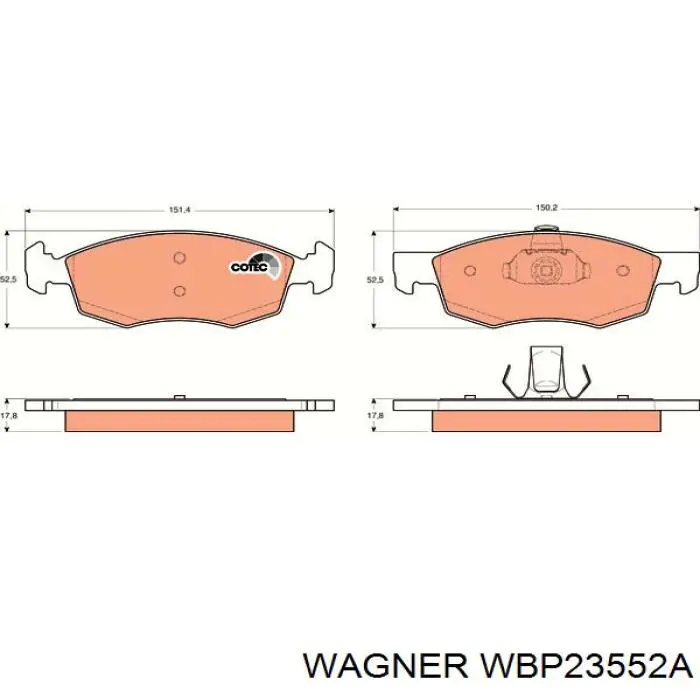 WBP23552A Wagner Передні гальмівні колодки
