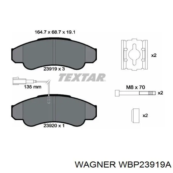 WBP23919A Wagner колодки гальмівні передні, дискові