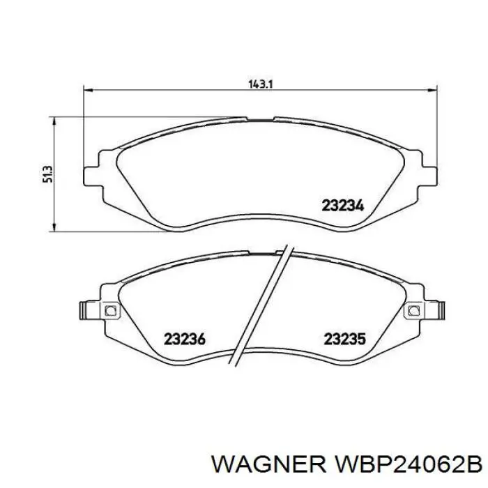 Купити WBP24062B Wagner Колодки гальмівні передні, дискові