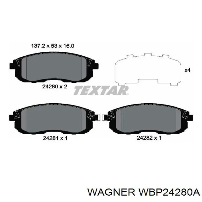 WBP24280A Wagner колодки гальмівні передні, дискові