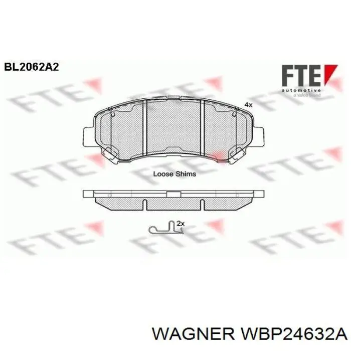 Гальмівні колодки Wagner WBP24632A ціна, від 36.21 USD