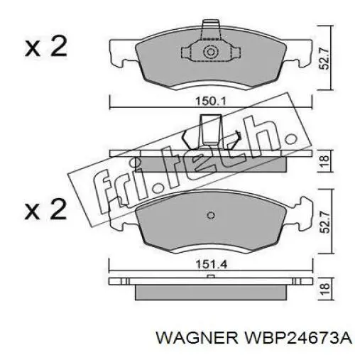 WBP24673A Wagner колодки гальмівні передні, дискові