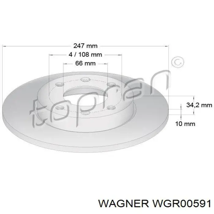 WGR00591 Wagner диск гальмівний передній