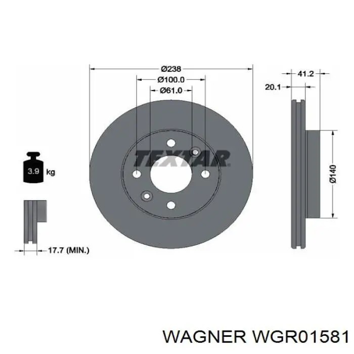 WGR01581 Wagner диск гальмівний передній