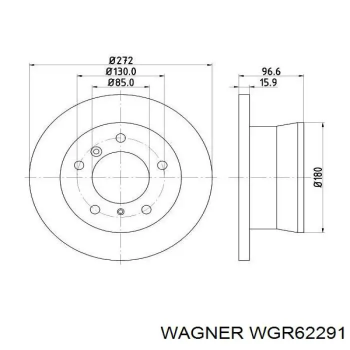 WGR62291 Wagner диск гальмівний задній