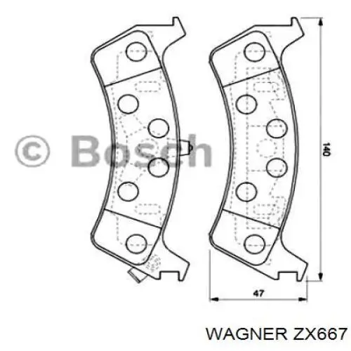 ZX667 Wagner Колодки гальмівні задні, дискові