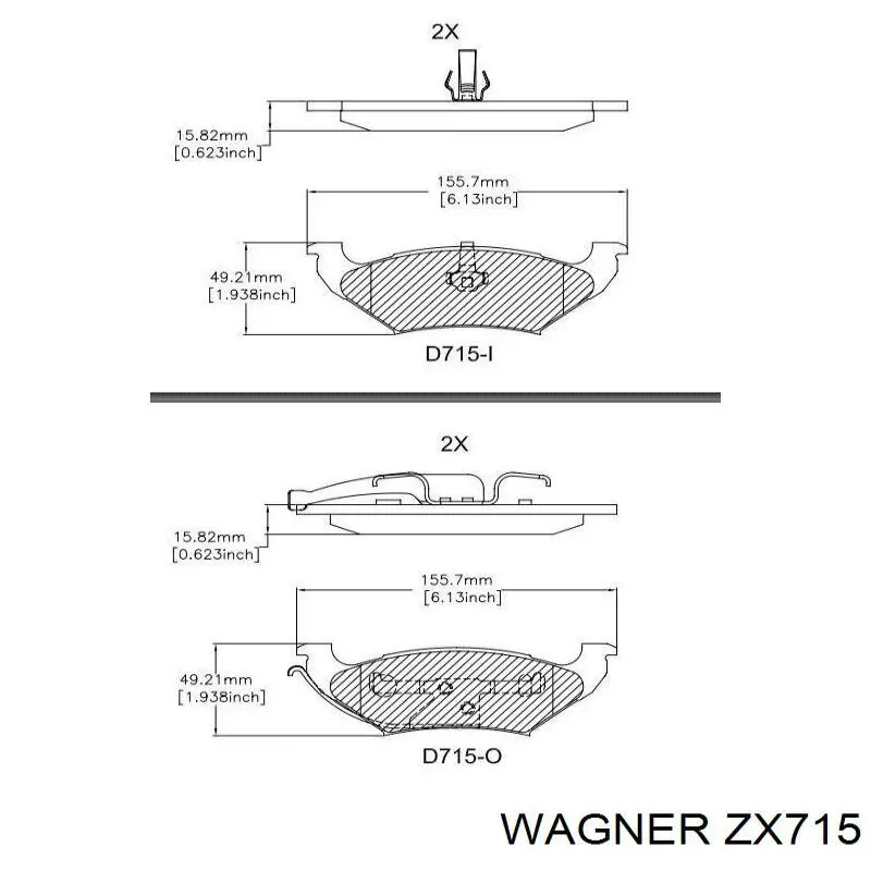 Задні гальмівні колодки V2014036AD Chrysler