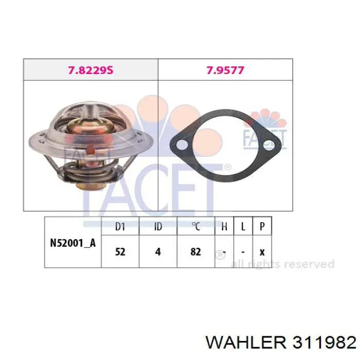 Автомобільний термостат Wahler 311982 ціна, від 7.91 USD