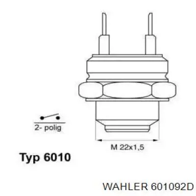 601092D Wahler термо-датчик включення вентилятора радіатора