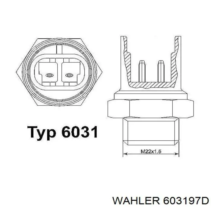 Термо-датчик включення вентилятора радіатора 603197D Wahler