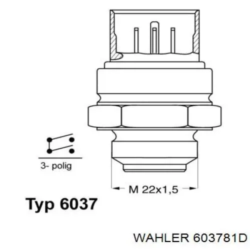 603781D Wahler термо-датчик включення вентилятора радіатора