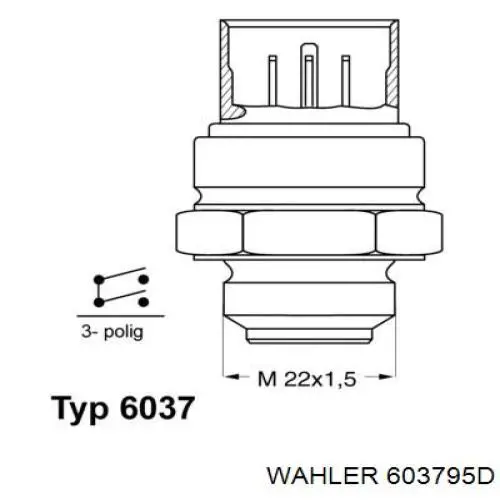603795D Wahler термо-датчик включення вентилятора радіатора