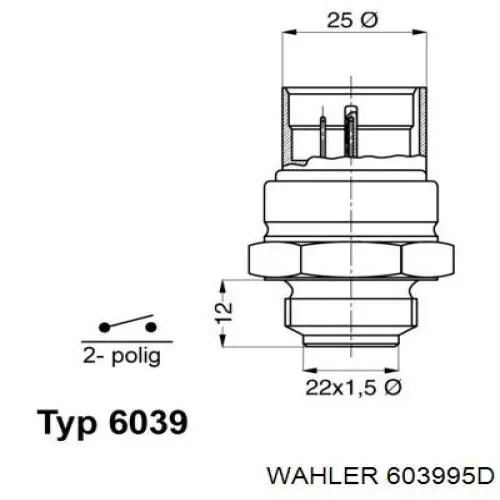 603995D Wahler термо-датчик включення вентилятора радіатора