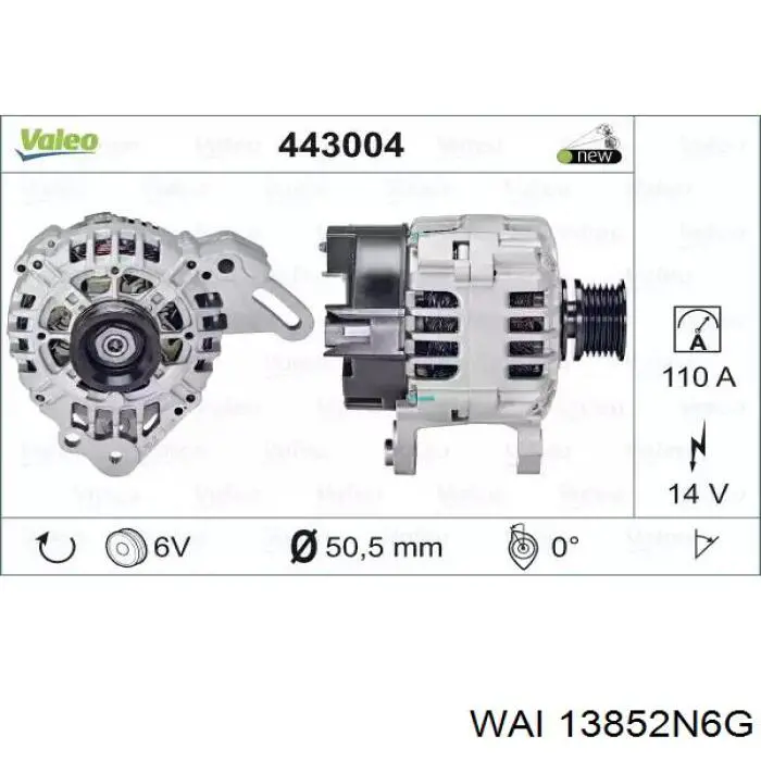 Генератор 13852N6G WAI