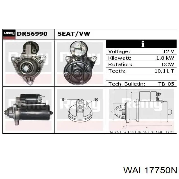 Стартер 17750N WAI