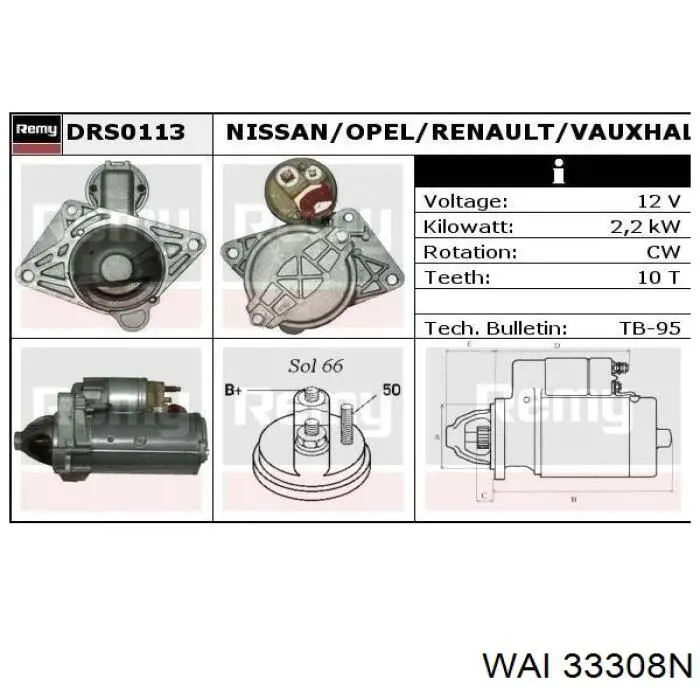 Стартер Renault (RVI) TS22E8 ціна, від 63.38 USD