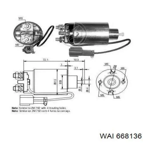 Втягуюче стартера WAI 668136