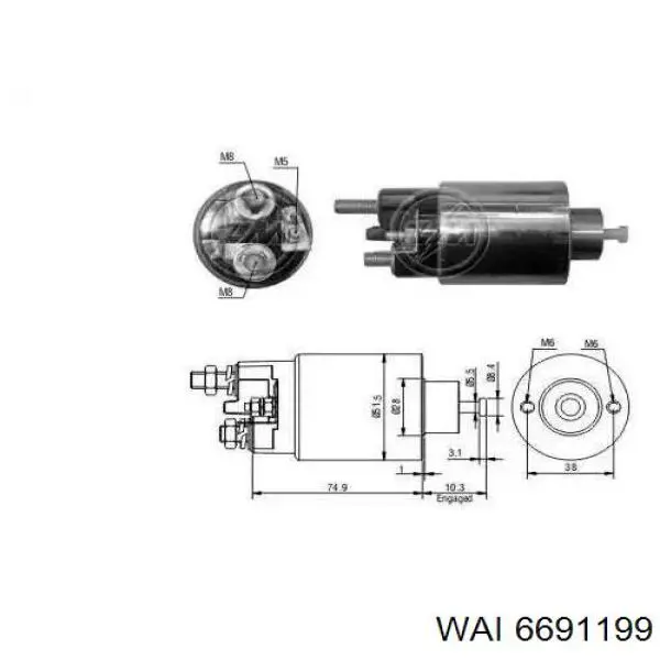 Втягуюче реле стартера 940113050584 Magneti Marelli
