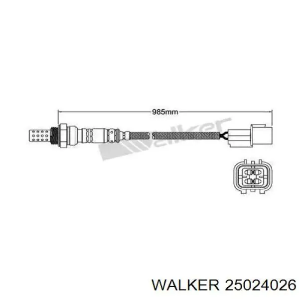 25024026 Walker лямбда-зонд, датчик кисню після каталізатора, лівий