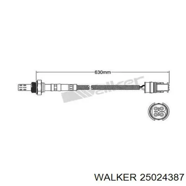 25024387 Walker лямбда-зонд, датчик кисню до каталізатора, лівий
