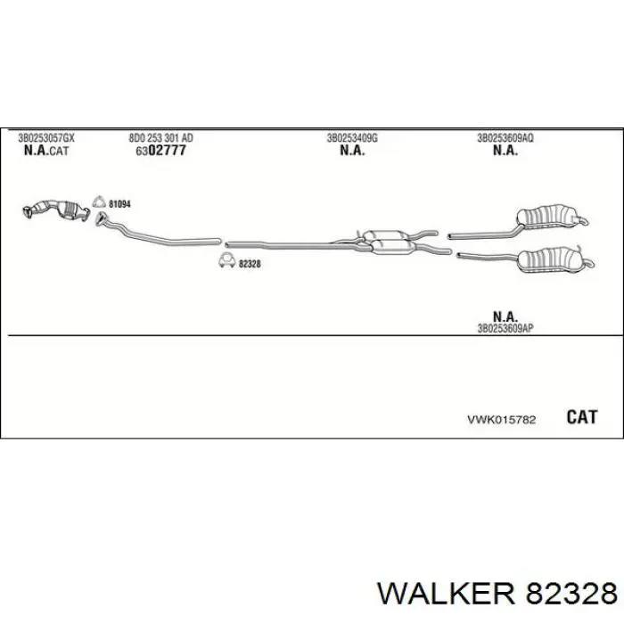 82328 Walker кронштейн/хомут глушника, передній