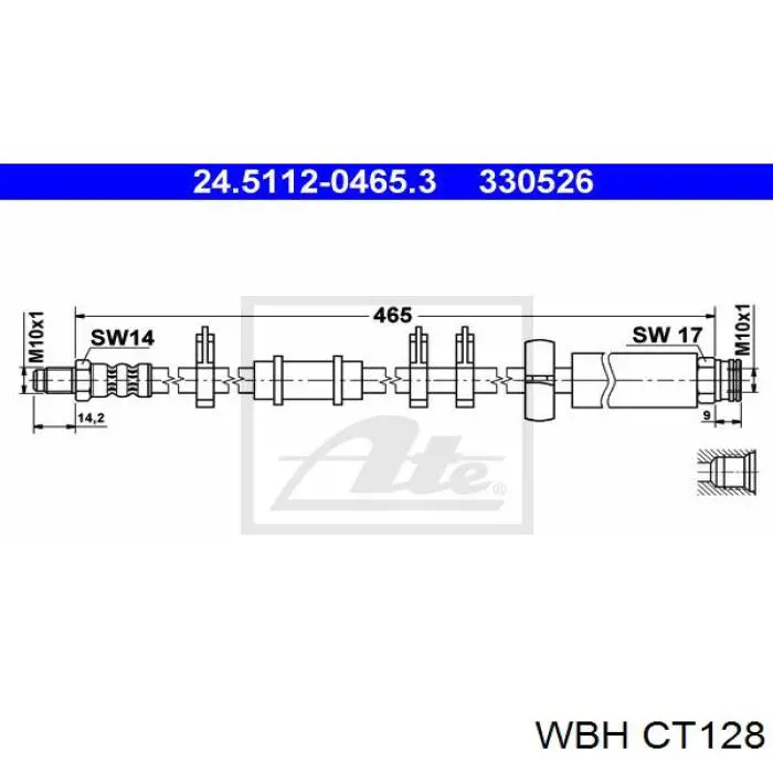 CT128 WBH Гнучка гальмівна трубка передня