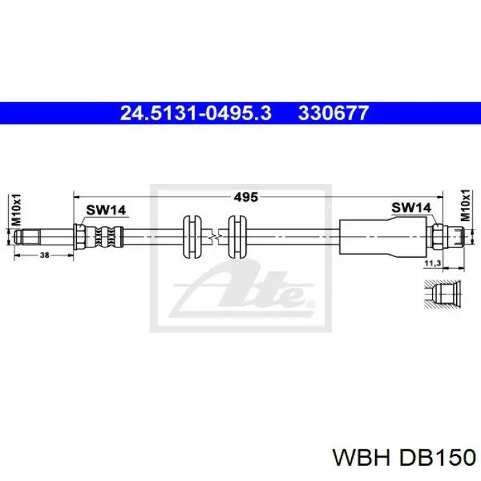 DB150 WBH шланг гальмівний передній