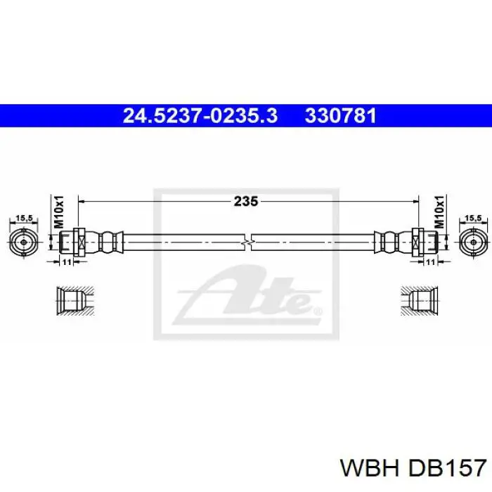 Шланг гальмівний задній DB157 WBH