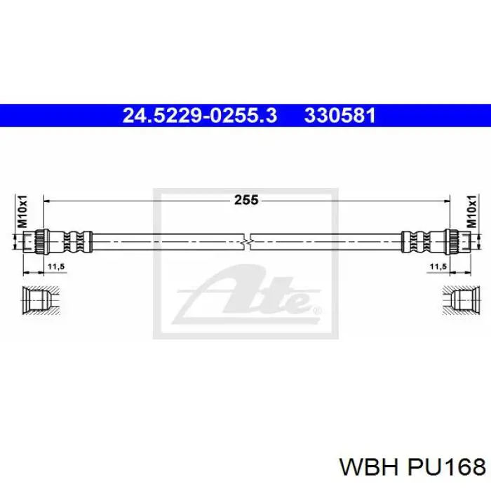 Шланг гальмівний задній PU168 WBH