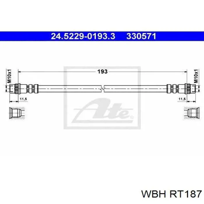 RT187 WBH шланг гальмівний задній