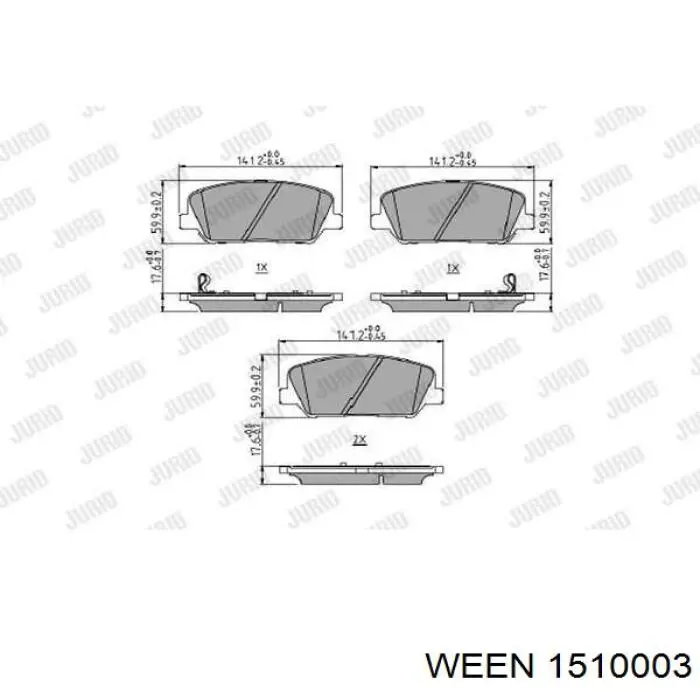 1510003 Ween колодки гальмівні передні, дискові