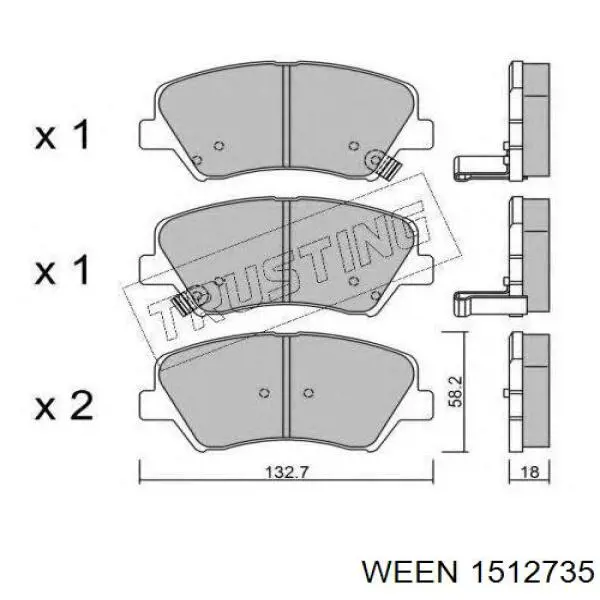 Гальмівні колодки Ween 1512735 ціна, від 23.35 USD