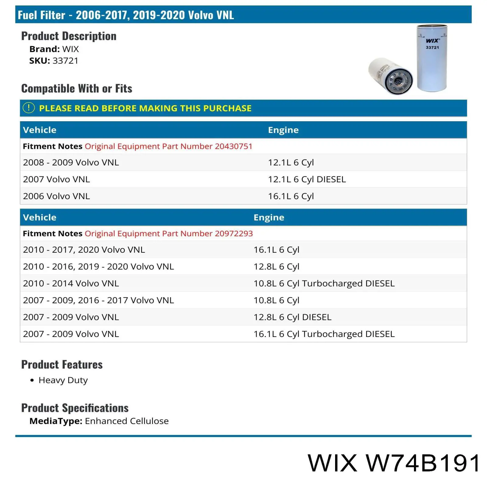 Купити W74B191 WIX Фільтр ad blue